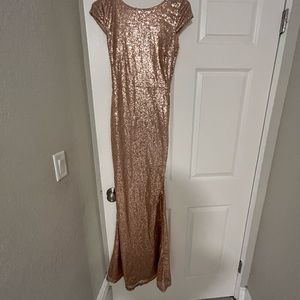 Rose gold sequins formal dress.